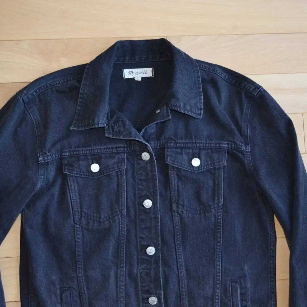 Madewell Black Denim Jean Trucker Jacket Size Small
